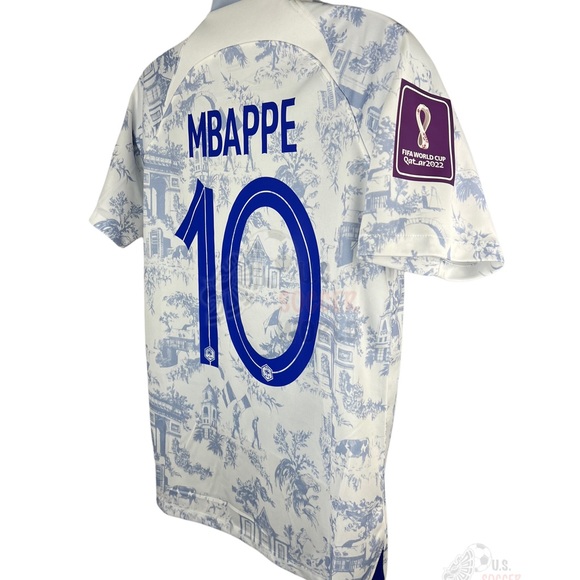 ⚽️ New World Cup QATAR 2022 FRANCE Mbappé #10 AWAY Mens Soccer Jersey ⚽️ - Picture 7 of 8
